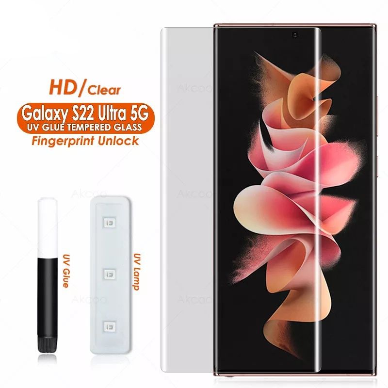 Samsung Galaxy S22 S21 S20 Ultra /3D UV ТЕЧНО ЛЕПИЛО Стъклен протектор