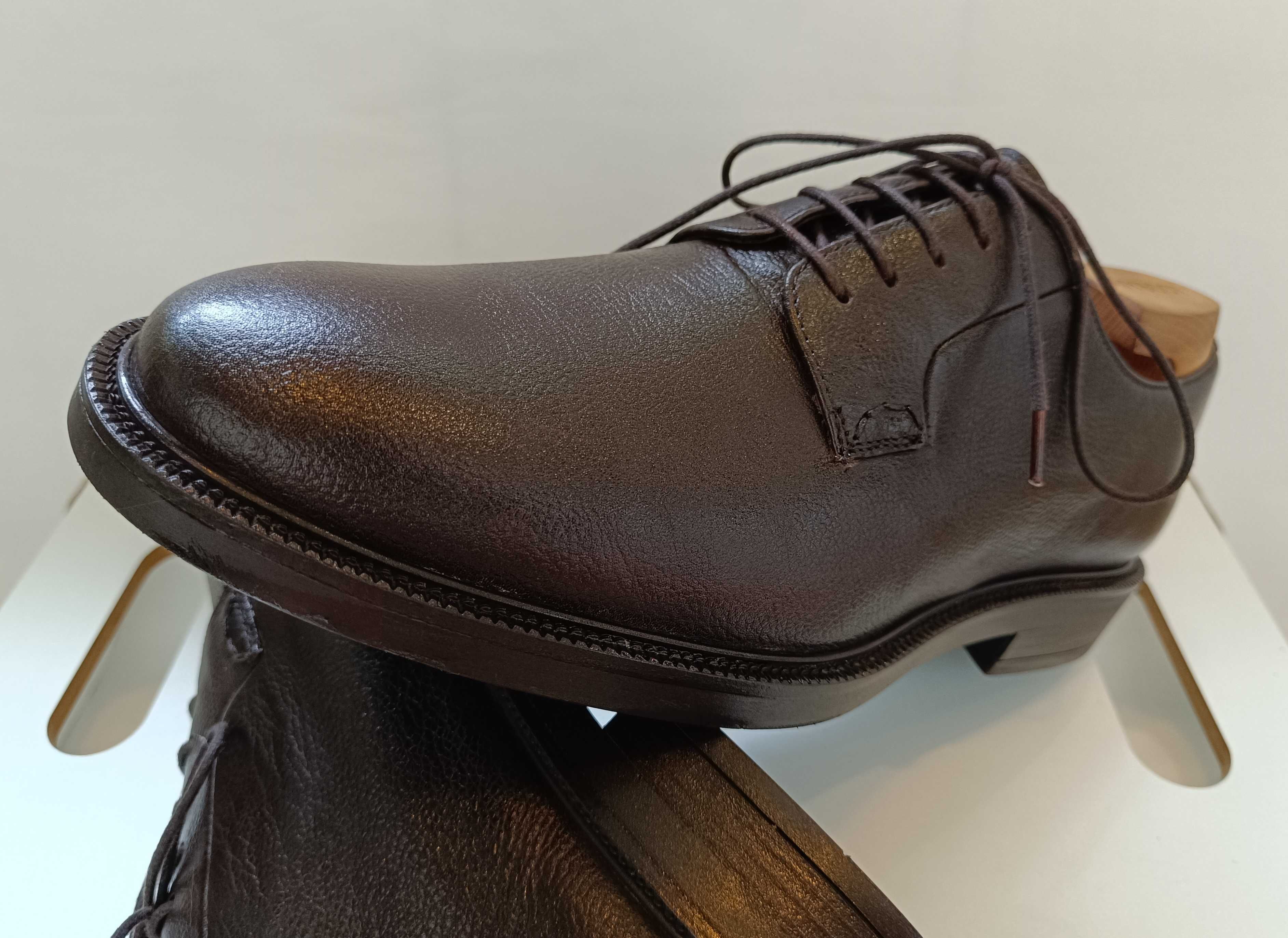 Pantofi derby 44 plain toe premium Mango piele naturala granulata