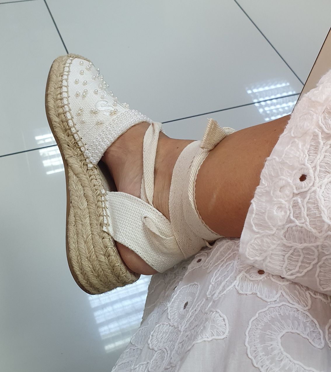 Espadrile cu perle