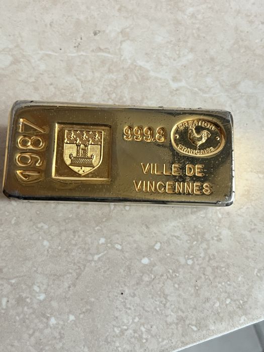 Lingou placat  aur ,decorat cu motive decorative 1987 FACTICE PARIS