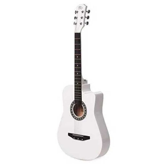 Chitara acustica din lemn 95 cm 4/4 albastru negru natur roz alb