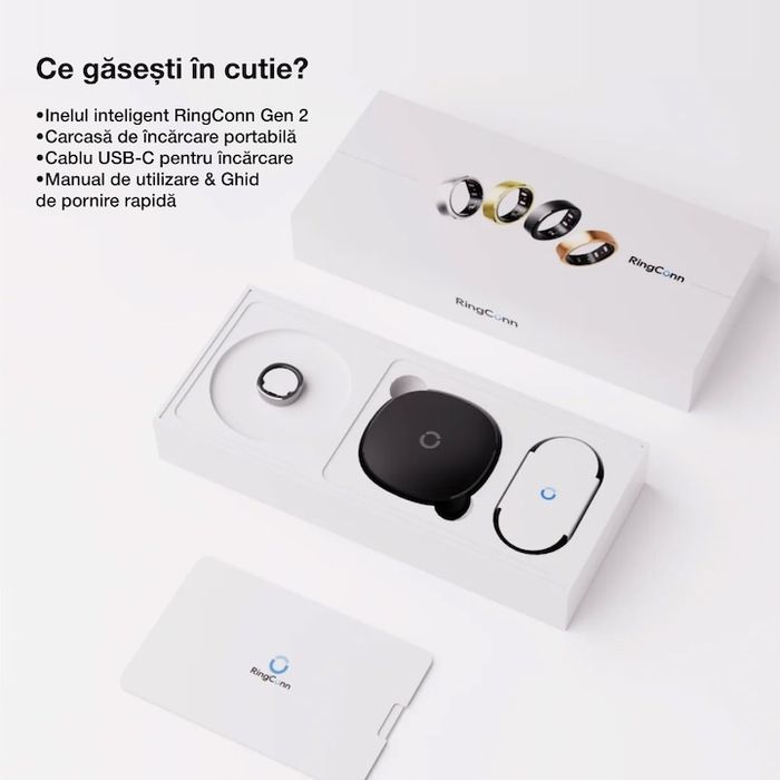 Inel inteligent RingConn Gen 2, Marime 8, monitorizare ritm cardiac, s