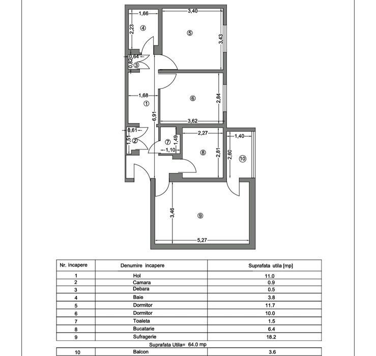 Apartament 3 camere decomandat (persoană fizică)Traian (Exercițiu)