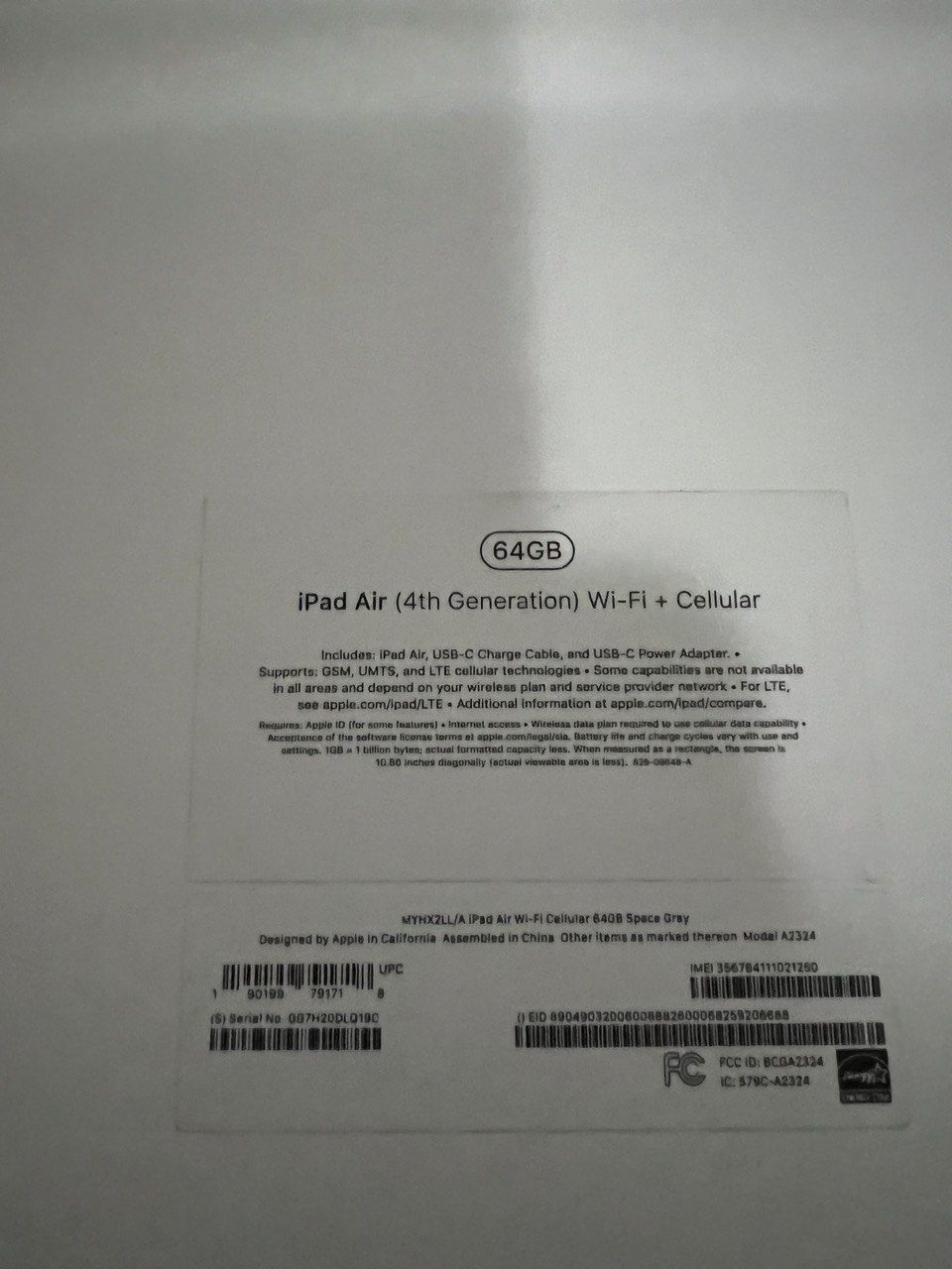 I Pad Air 4-64GB 4th Generation Wi Fi+Cellular