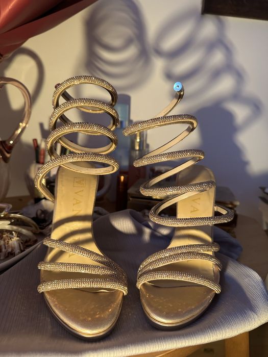 Sandale Cu Toc Subțire și Cristale Roze Șampanie Vanilla Days 34