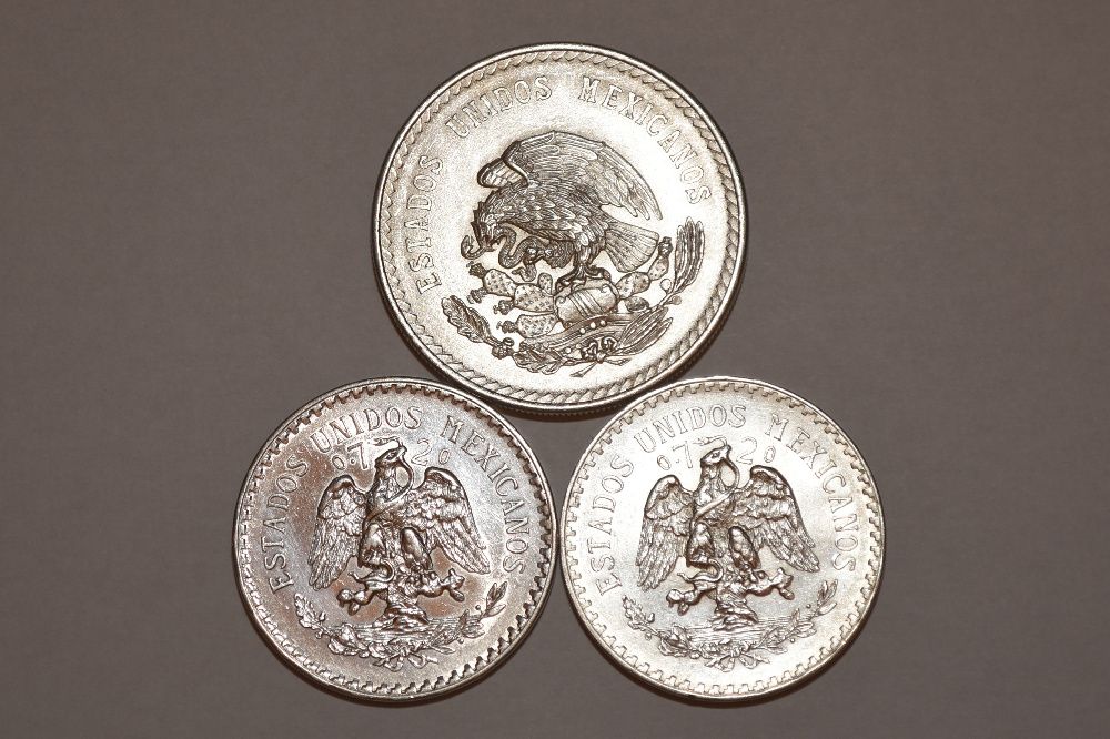 Monede argint - 5 pesos 1948, 1 peso 1923, 1 peso 1933 - Mexic