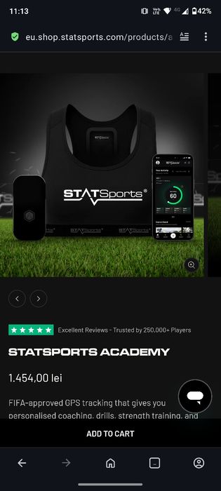STATSports GPS + Vesta YXL | monitorizare fotbal | folosit putin