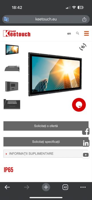 Monitor industrial touch solution rezistent la apa