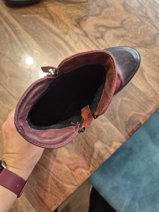 Боти естествена кожа бордо