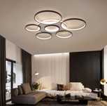 LED рингове кафеви 6+1 за таван с дистанционно 110 см, 106 W