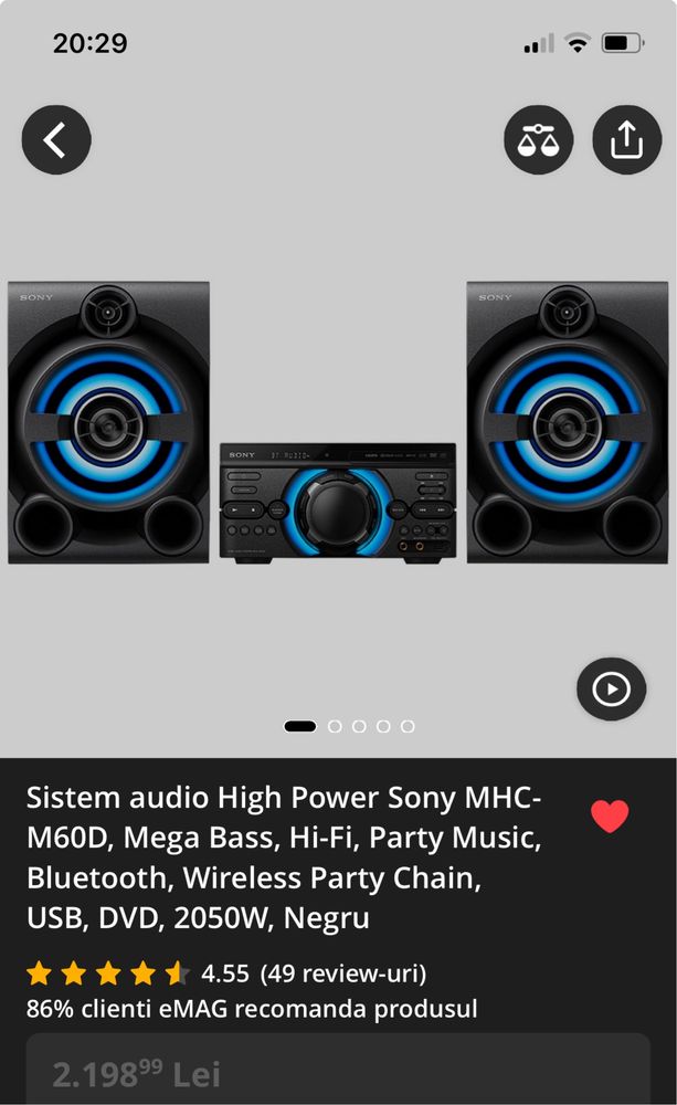 Sistem audio High Power Sony MHC-M60D
