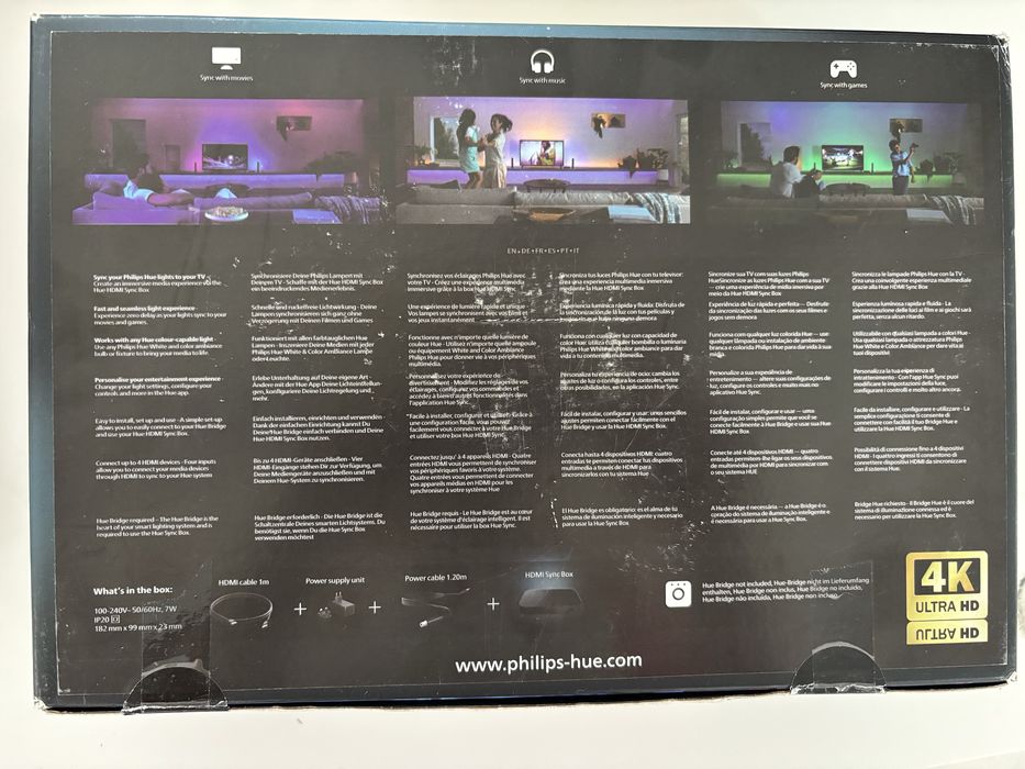 Sync Box Philips Hue HDMI, pentru sincronizare lumini, Wi-Fi