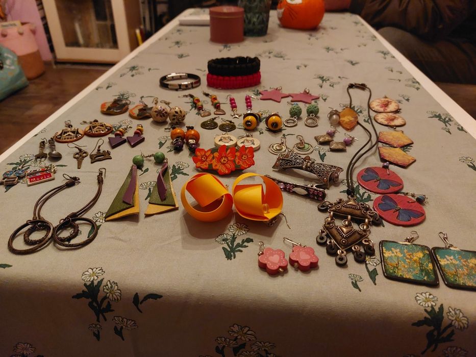 Сет обеци ,бижута колие винтиж бохо хипи