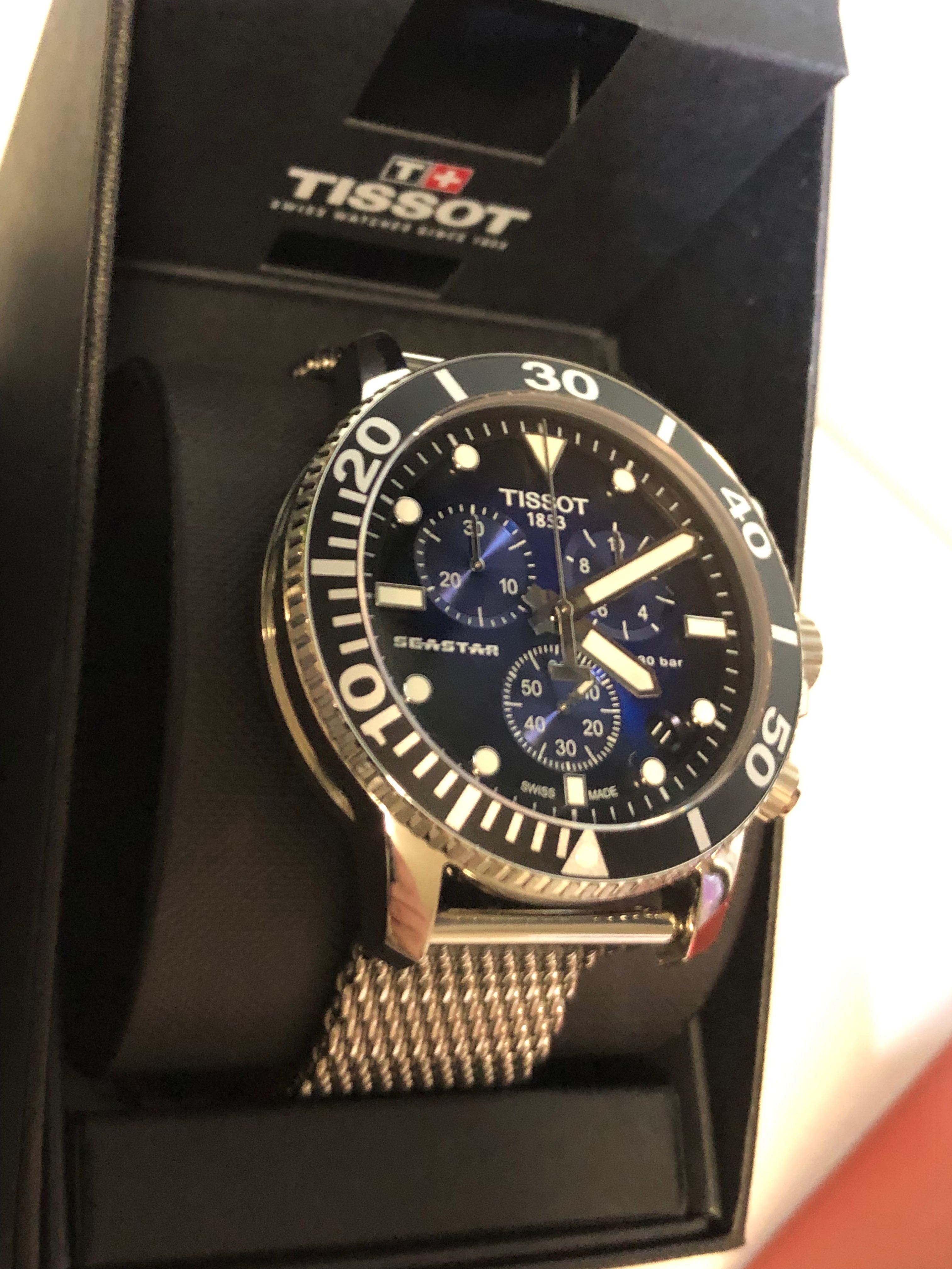 Ceas Tissot Seastar 1000 Chronograph Gradient Bleu , Bratara tip Plasa