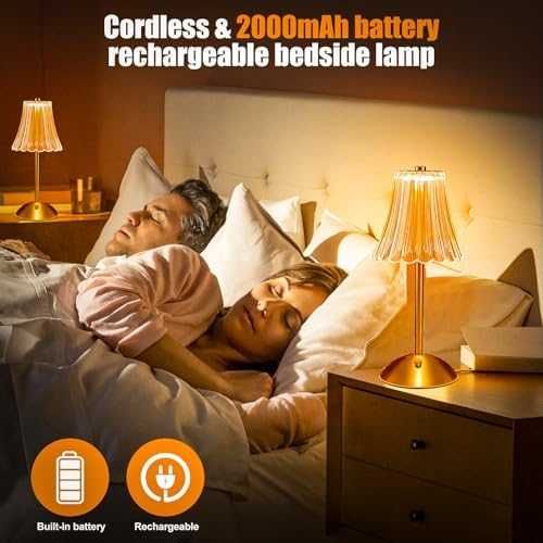 Нова Кристална нощна лампа, преносима с 3 цвята, златиста акумулаторна