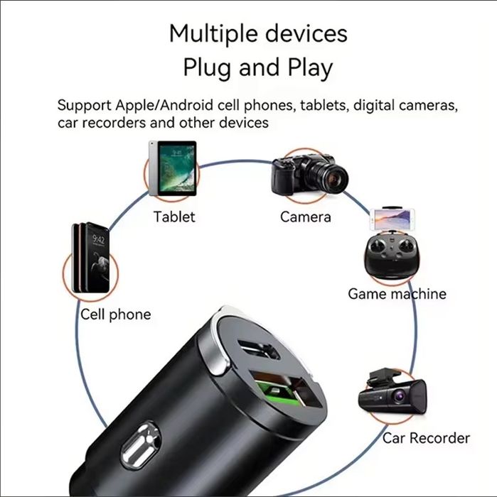 NOU Mini încărcător priza auto invizibil type c usb