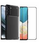 Husa Autofocus Carbon + Folie Sticla Nano Samsung S20 S21 S23 S24 FE