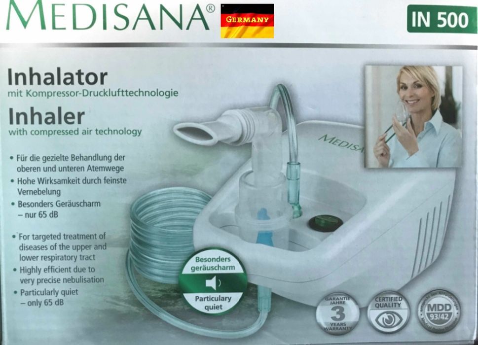 INHALATOR MEDISANA (Germania) cu 3 accesorii si furtun 2m NOU-150 Lei