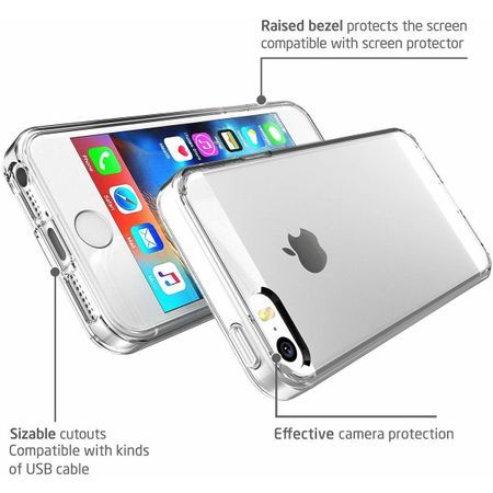 Husa pentru Apple iPhone SE /5 /5S, GloMax Perfect Fit, Transparent