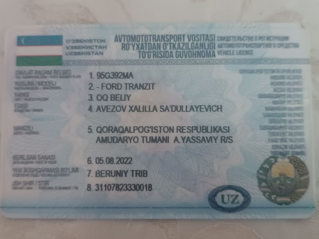 Ford sotiladi metan dokumenti soz.