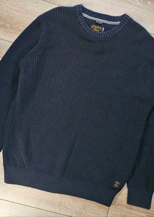 Pulover premium S. OLIVER bleumarin texturat, mărimea L