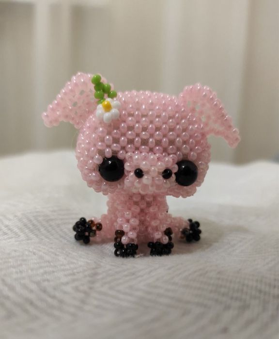 Амигуруми из бисера, игрушка амигуруми «Свинка»