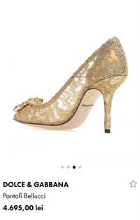 Pantofi dama auri cu strasuri Dolce & Gabbana