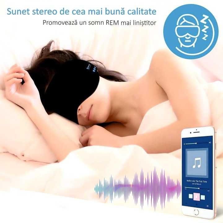 Masca de dormit casti wireless,ajustabila,muzica Bluetooth pentru somn