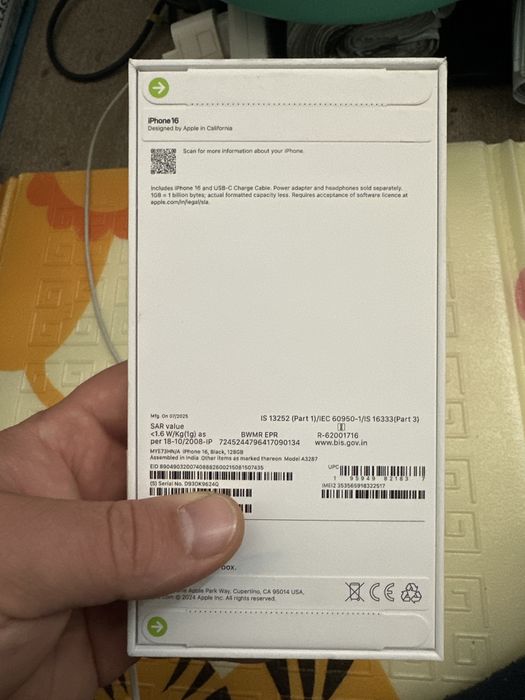 16 128 черный новый запечатенный 1 год гарантия