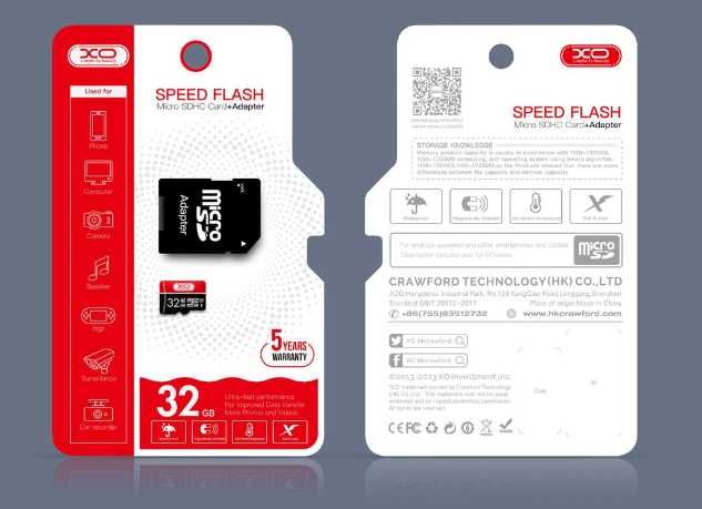 Card de memorie XO Speed Flash 32 GB Rapid Rezistent Fiabil