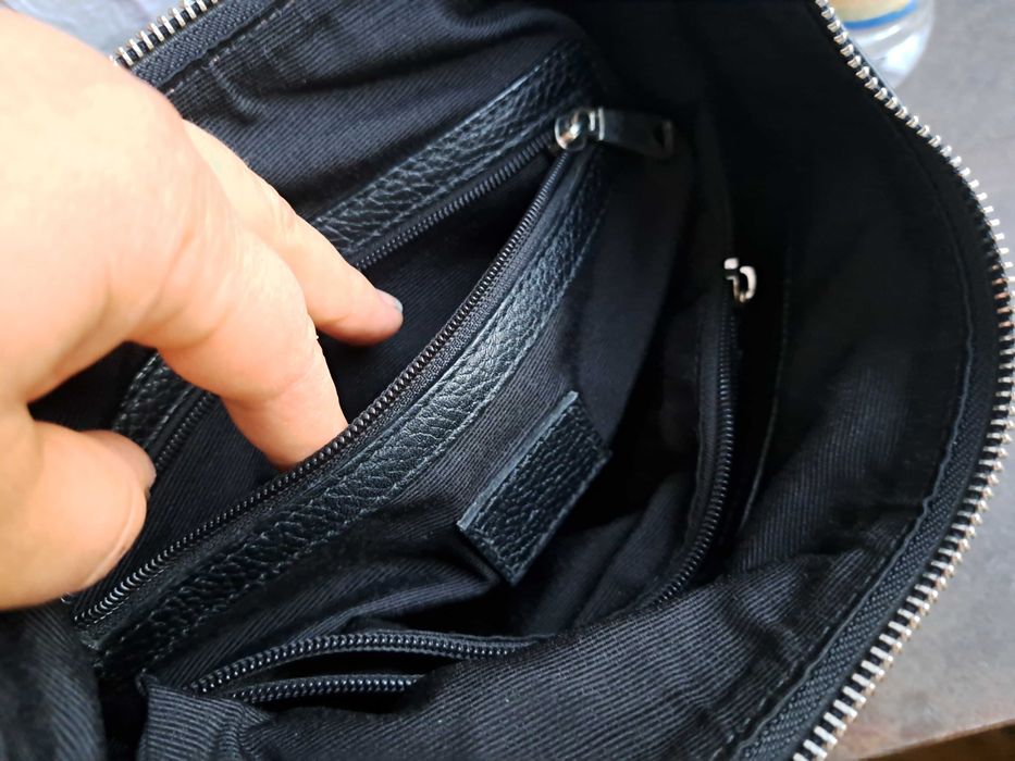 дамска чанта,малка черна кожена торба-естествена кожа