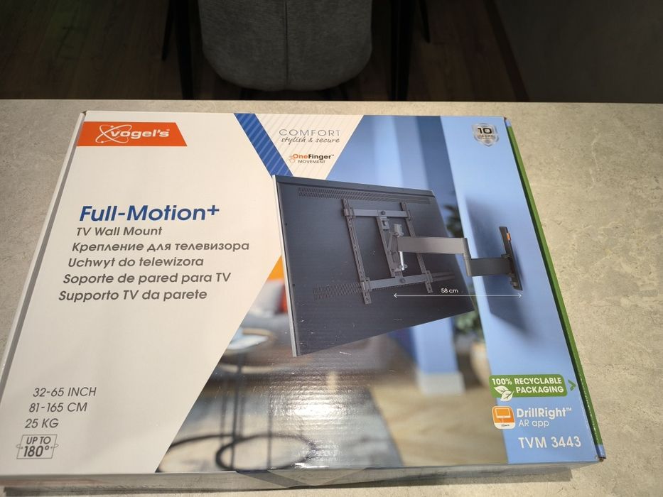 TV Стойка за стена VOGELS TVM 3443 черна, подвижна, до 65 инча и 25кг