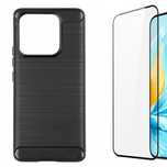 Xiaomi Redmi A3/13C/13 PRO 5G Husa Carbon Brush Neagra + Folie Sticla