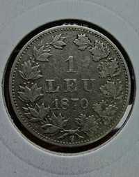 RAR 1 leu 1870 moneda argint Carol