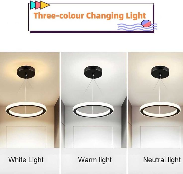 Модерен LED полилей с 1 пръстен, БЯЛ димируем осветител за таван