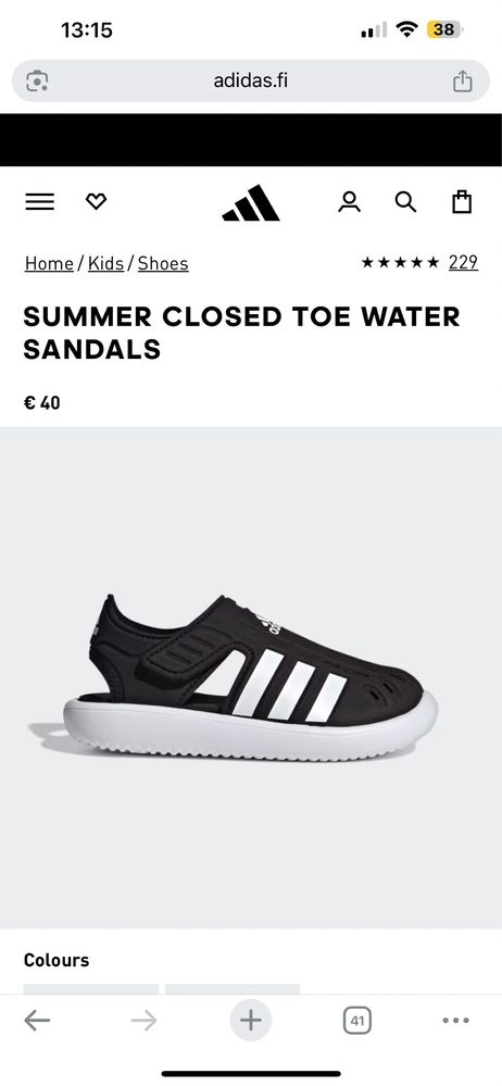 Детские летние сандалии Adidas с закрытым носом, оригинал