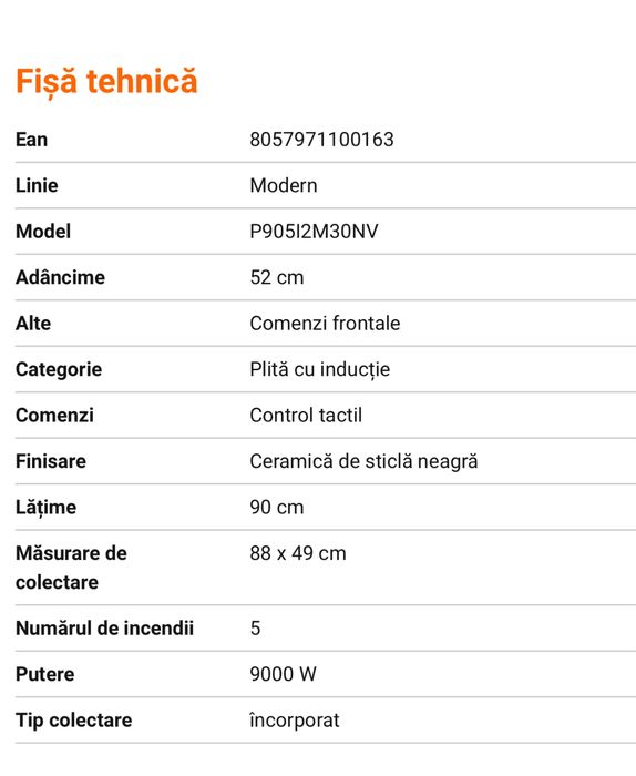 Plita electrica cu inductie,marca Bertazzoni