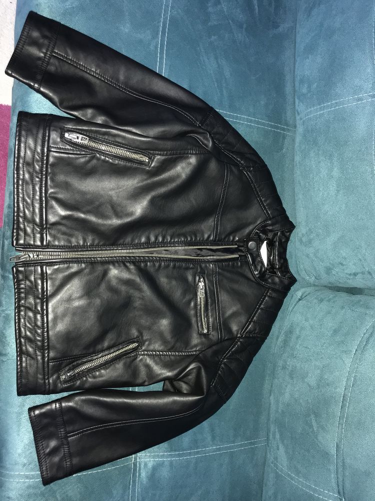 Geaca biker cu efect de piele, Zara