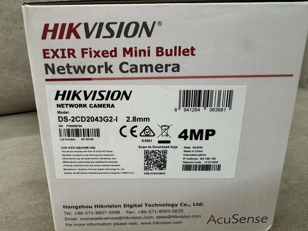 IP камера видеонаблюдения Hikvision DS-2CD2043G2-I