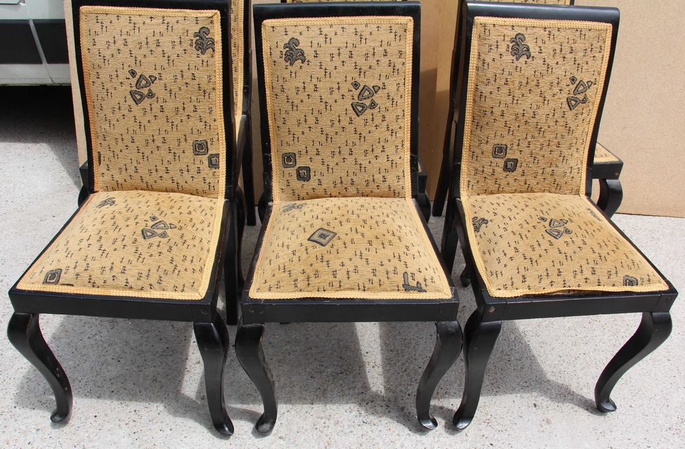 6 buc Scaune Vintage din Lemn Masiv stil ArtDeco; Scaun solid