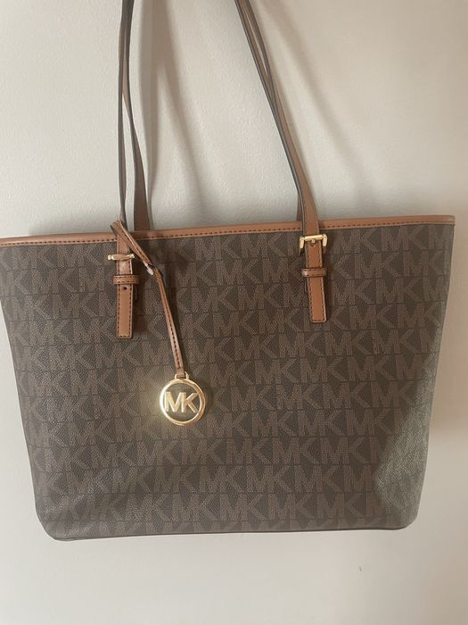 Michael kors Geanta tote cu imprimeu logo Jet Set Travel, Negru/Maro.