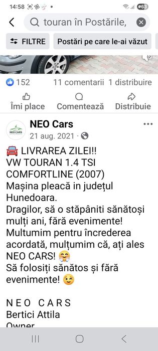Vând VW Touran 1.4 Tsi