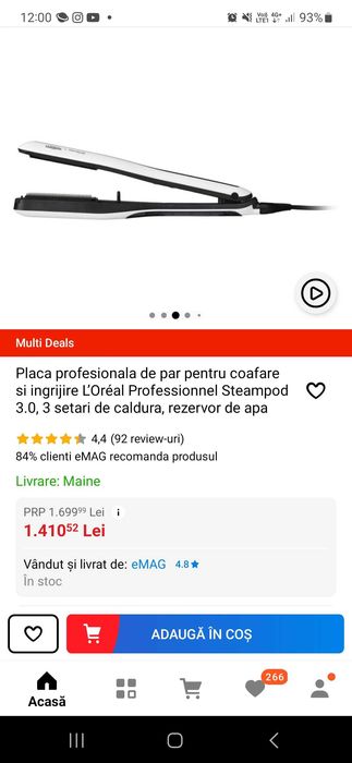 Placa de indreptat parul L’Oréal Professionnel Steam Pod 3.0 la cutie