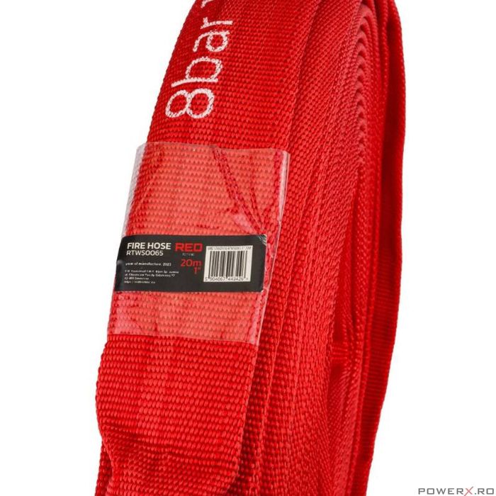 Furtun apa tip pompieri 1"20 metri, 8 bari, cu cuple, Red Technic
