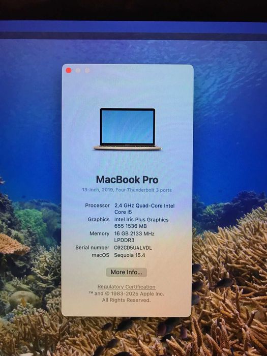 MacBook Pro Touchbar Intel i5, A1989 Late 2019