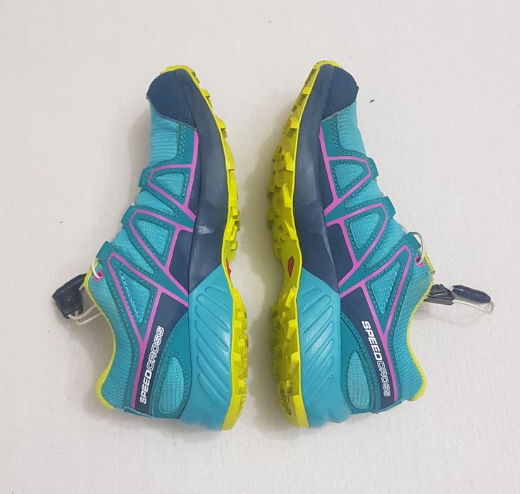 Pantofi sport, trail SALOMON SPEEDCROSS turcuaz-verde Nr. 32 EU unisex