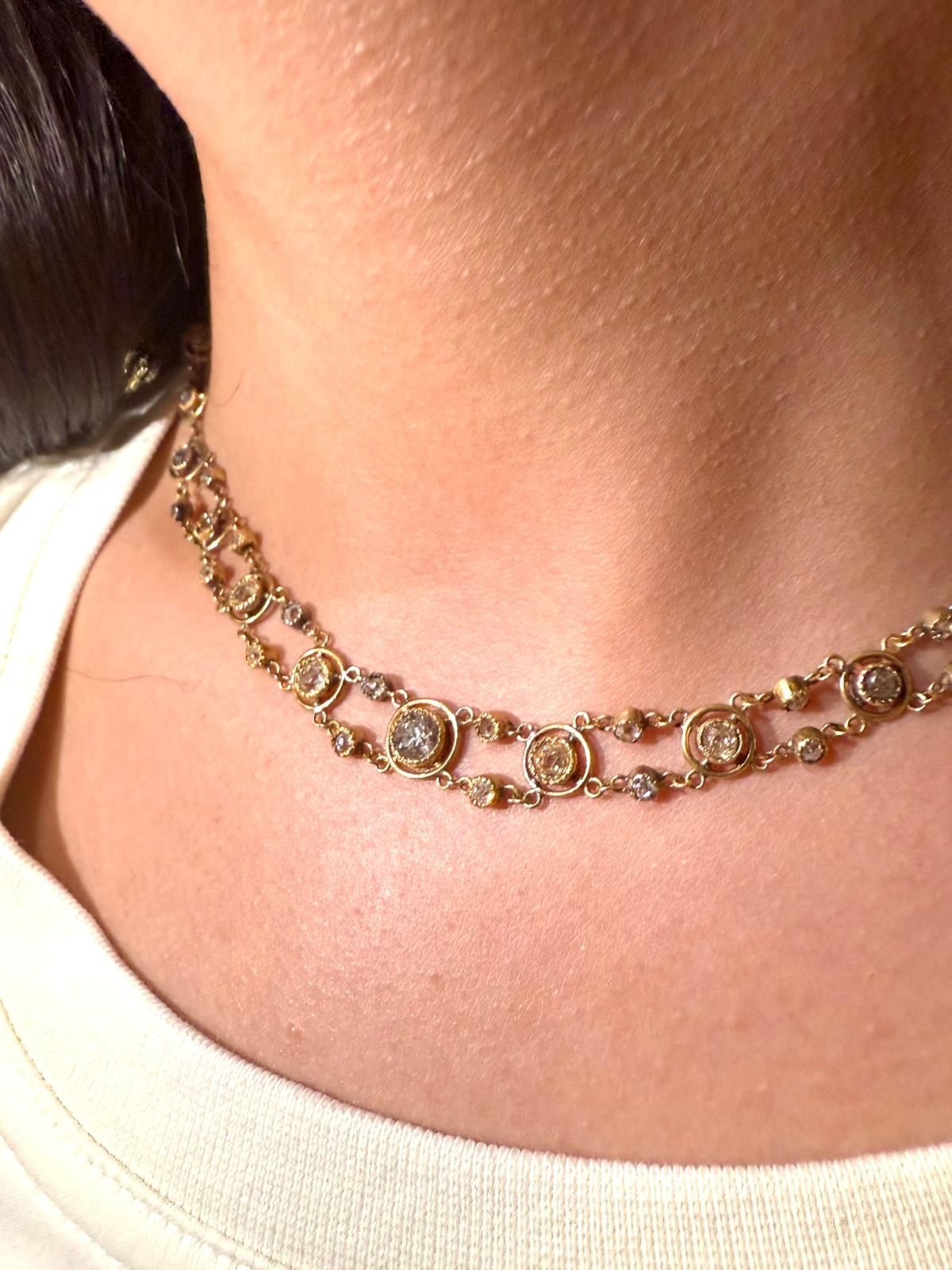 Colier Antic 1890 cu 47 diamante 4.22 K.Franta aur 18 k