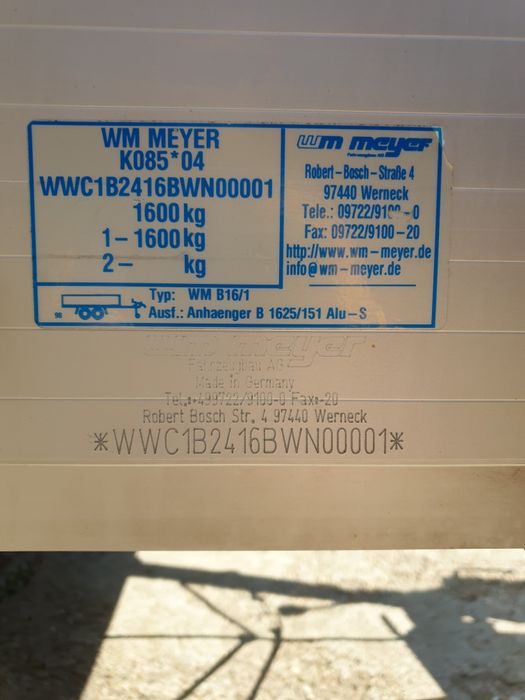Remorca WM MEYER 1600kg