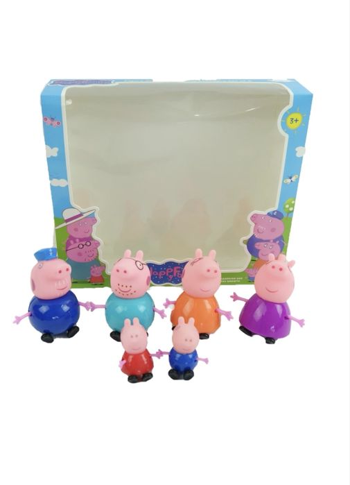Set cu 6 figurine din Familia Peppa Pig si bunicii, 5 si 9 cm, NOU