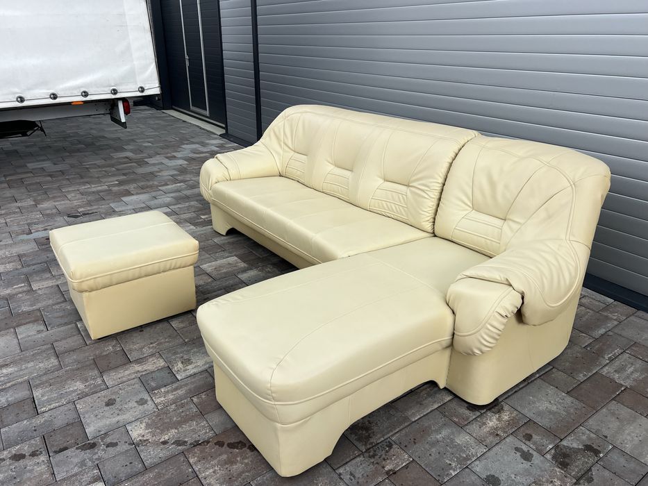 Coltar Living ~ Sufragerie Piele Naturala + Taburet